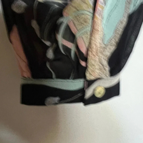 Lulus Wondrous Water Lilies Maxi Dress black floral print High Slit Size Large - Picture 5 of 11